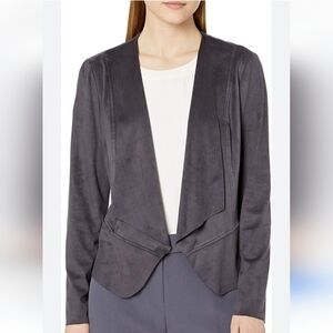 ANNE KLEIN Open Jacket Faux Suede Grey Size XXL